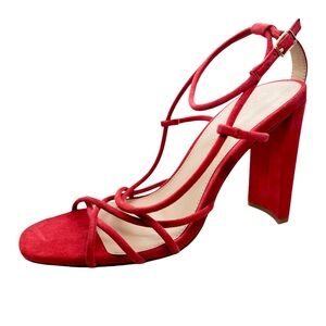 BCBGeneration Wanni Ankle Sandals Size 8 Red Suede Strappy Sexy Cocktail Party